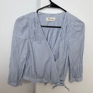 Madewell Striped V-Neck Blouse
